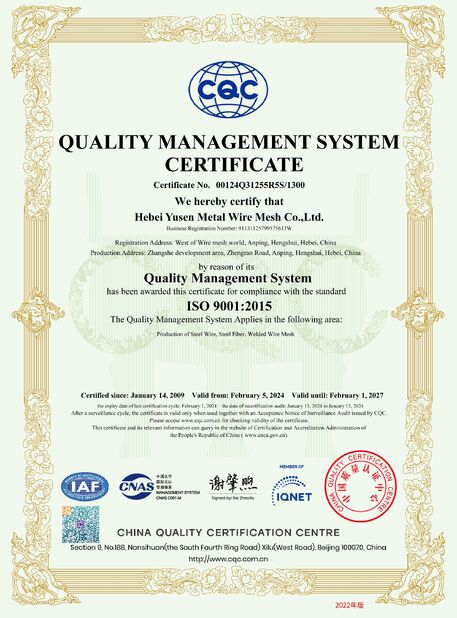 Porcelana Hebei Yusen Metal Wire Mesh Co.,Ltd. certificaciones